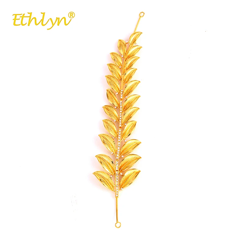 

Ethlyn 2018 Fashion Women Barrettes Africa/the Middle East/Ethiopia Wedding Accessories Luxury Golden Leaf hair Jewelry Hairwear