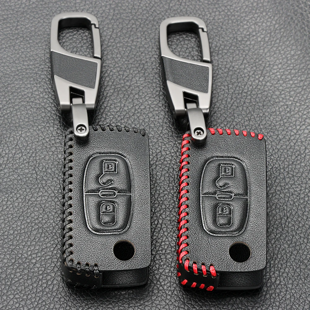 2 кнопки дистанционного кожаный чехол для ключей для peugeot 207 407 407SW 307 для Citroen C4 C5 C6 для автомобильного выкидного ключа Fob shell пустой складной
