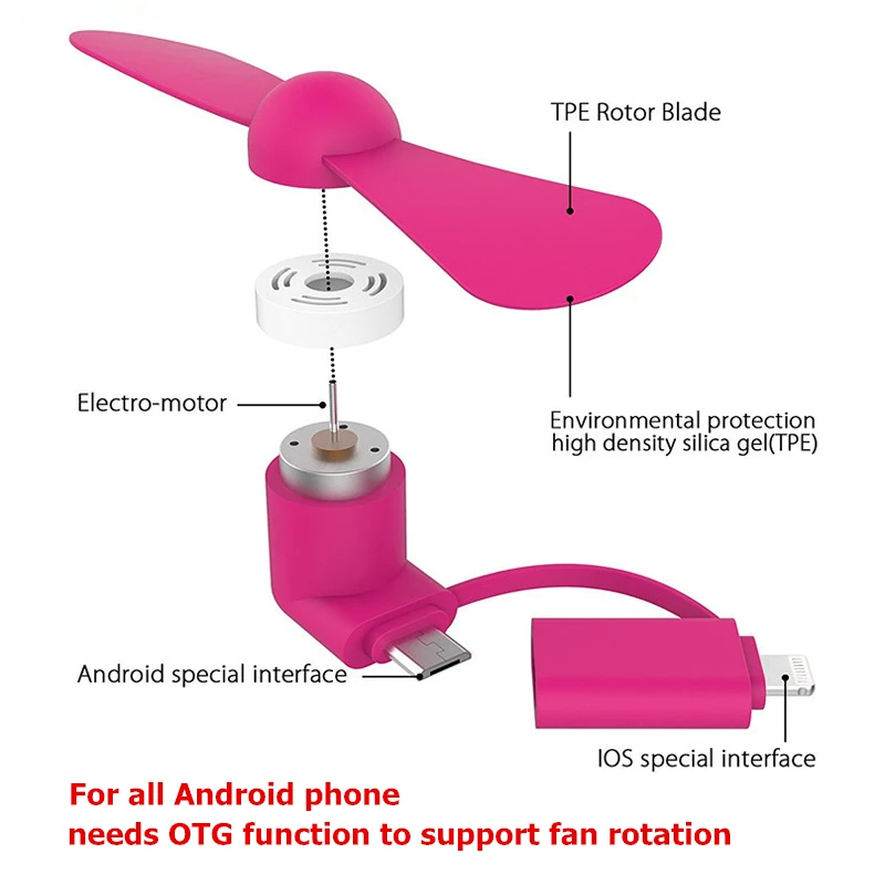 6 шт. Micro USB 8 Pin 2 в 1 Мини usb-вентилятор телефон ручной вентилятор для samsung Android мобильный телефон для iPhone 5 6 6s 7 8 X XS XR кулер