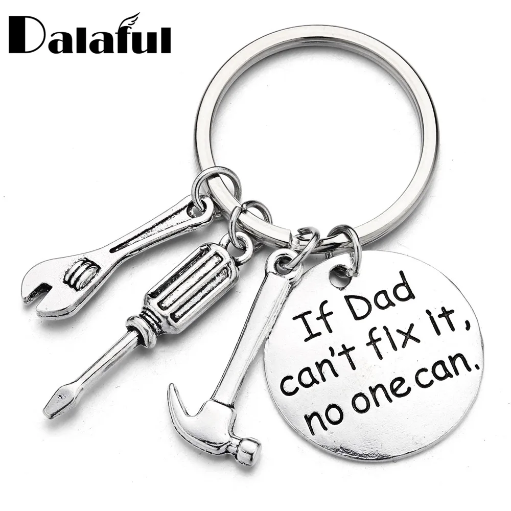 

Mini Tools Round Lettering "if dad can not fix it" Car Trucker KeyChains Father Gifts for Men Daddy's Key Rings K388
