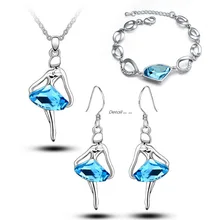 Австрийские кристаллы мечта танцоров Ангел балетная девушка кулон посеребренный комплект ювелирных изделий для подружки невесты