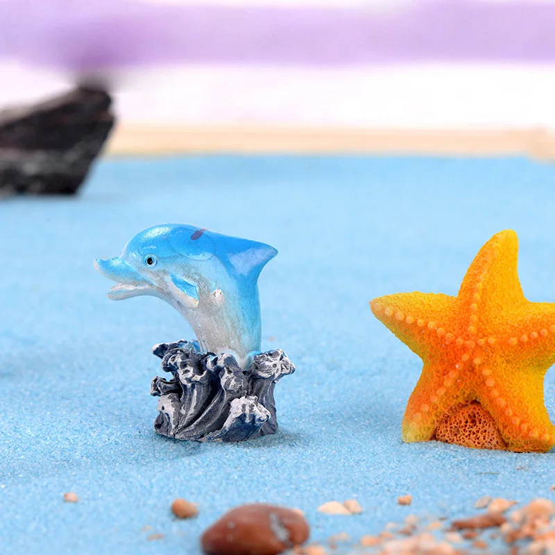 Summer Sun Dolphin Beach Boat Pigeon figurine Starfish Resin Craft home  decor miniature fairy garden decoration accessories toys