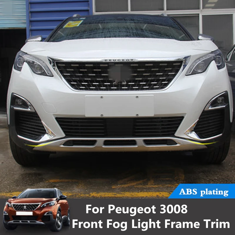 

For Peugeot 3008 3008GT 2016 2017 2018 2019 Front fog light frame trim light eyebrow ABS Chrome front head fog light lamp cover
