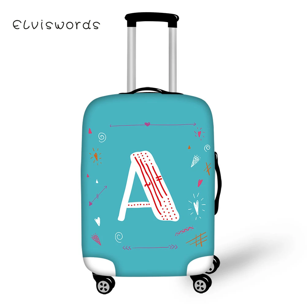 

ELVISWORDS 26 English Letters Printed Travel Luggage Cover Pretty for Girls Boys Suitcase Protective Cover High Elasticity Case