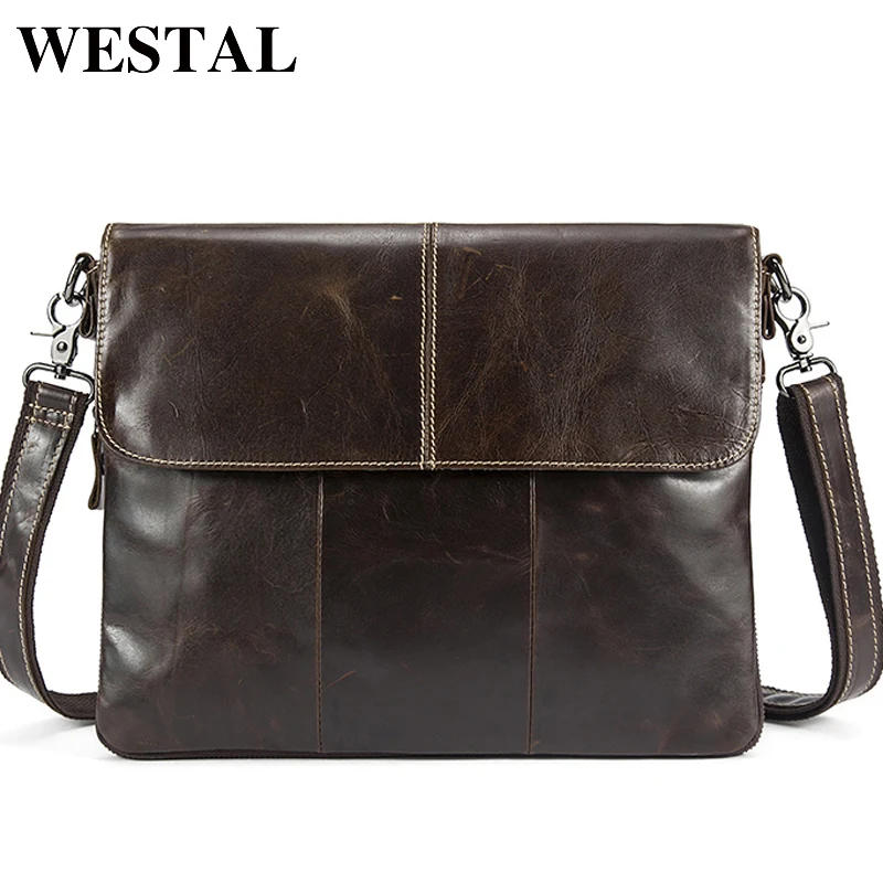 WESTEL حقيبة الرجال جلد طبيعي Crossbody أكياس للرجال غطاء وزيبر الذكور حقيبة ساعي بريد للرجال المرأة حقائب كتف رجل حقائب 8007