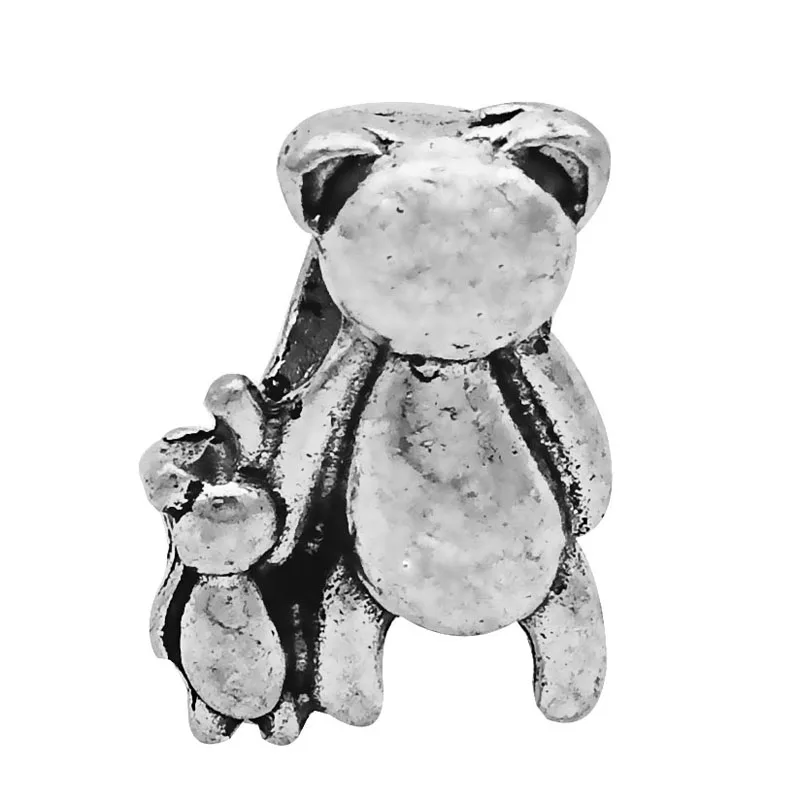 45 стильных европейских серебряных сплавов бусинки с большими отверстиями подходят к оригиналу Pandora талисманы Браслет безделушка ювелирные изделия для женщин - Цвет: bear