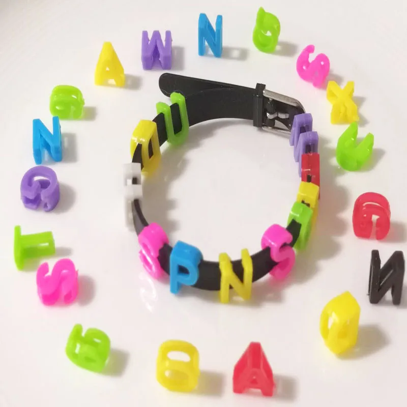 children braided band toy silicone elast bracelet DIY toy/ soft alphabet watch educational toy