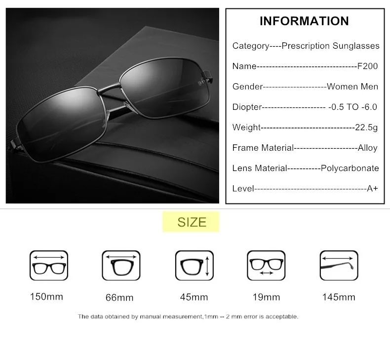SWOKENCE SPH-0,5 до-6,0 солнцезащитные очки по рецепту для близорукости для мужчин и женщин модные очки для близоруких F200