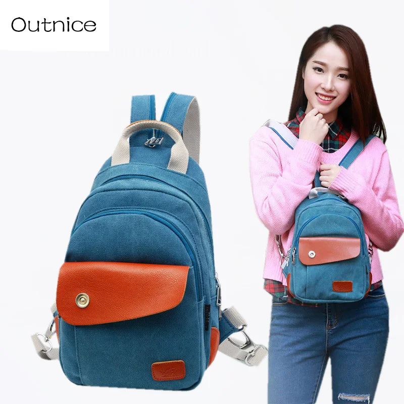 Multifunction Small Backpacks Fashion Single Strap Shoulder Bags Canvas Big Chest Bag Casual ...