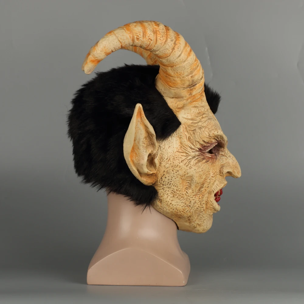 Scary mask demon devil Lucifer Horn latex Masks Halloween movie cosplay decoration Festival Party Supply props Adults Horrible (33)