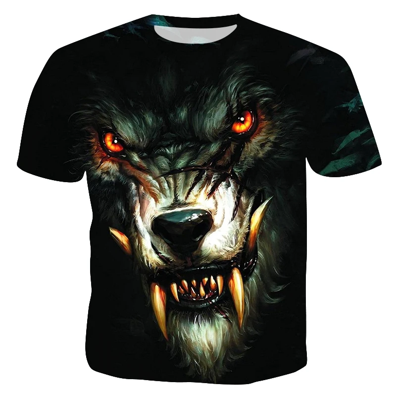 

MarKyi 2019 Summer Fashion 3D Wolf Print Men Short Sleeve T Shirt Novelty Anime Hipster Male Street Hip Hop T-Shirt Tops Tees