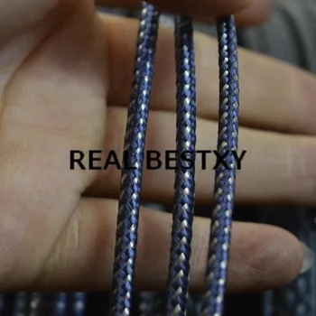 

REAL BESTXY 5m/lot 3.1mm blue steel wire/nylon rope braided nylon cords for bracelets making necklace DIY nylon rope wholesale
