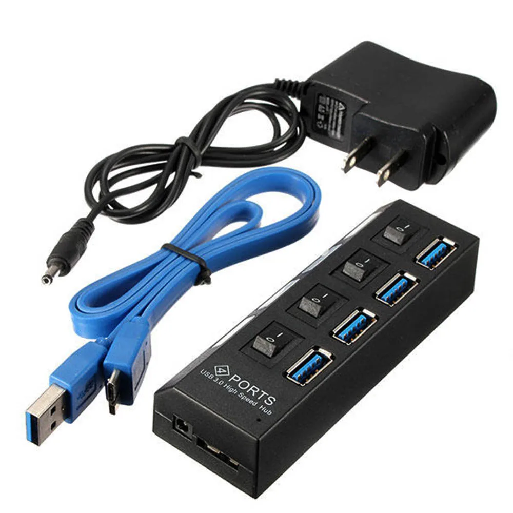 

Computer 3.0 USB Hub with Power Adapter Card Reader for Laptop USB Hub 3.0 External Power Ethernet Charger for Computer PC