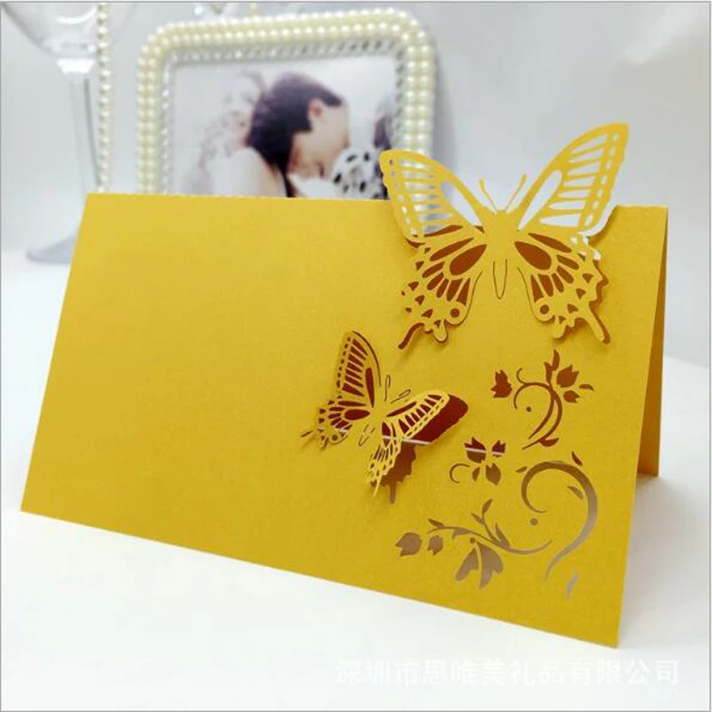 10 Colors 50pcs Butterfly Laser Cut Table Name Place Cards Favor Table Name Message Setting Card Wedding Birthday Party Supplies (8)