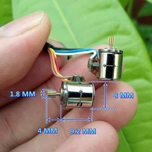 1Correct 4 Wire 2 Phase Miniature stepper motor micro stepping motor(diameter:8 mm,Height:8.2 mm