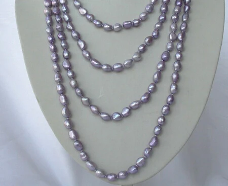 

Miss charm Jew1391 long 100" 10mm baroque lavender freshwater cultured pearl necklace AAA