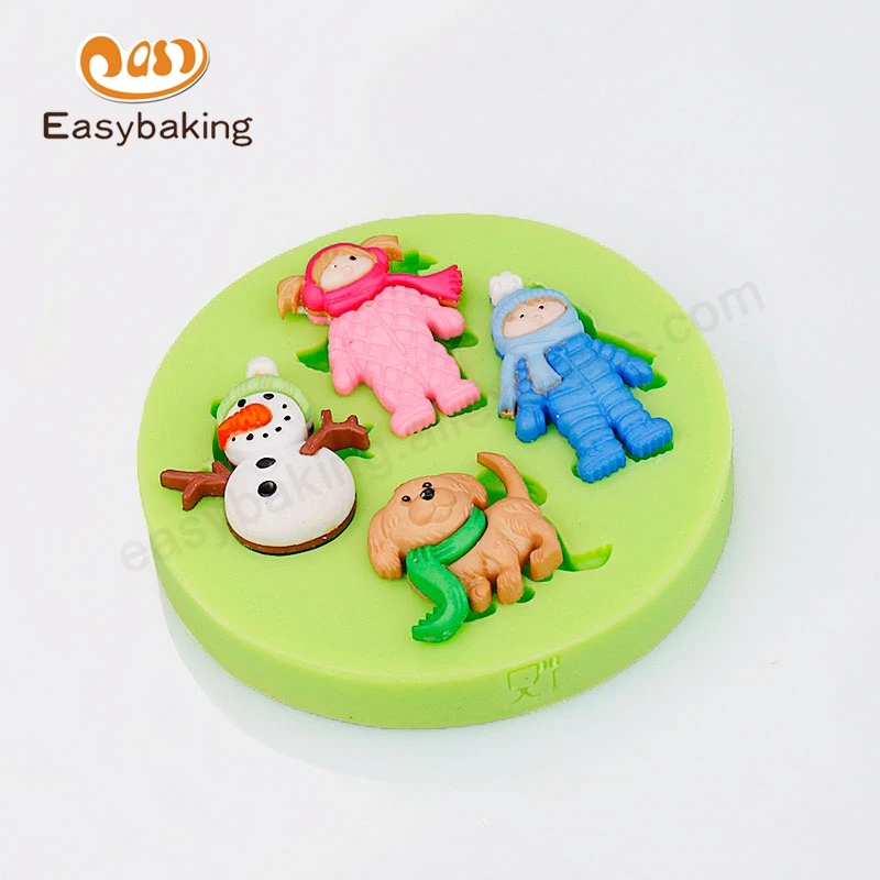

Children's Boy Girl Christmas Snowman Mini Dog Cupcakes Decoration Tools Silicone Fondant Mold Baking Kitchen Accessories