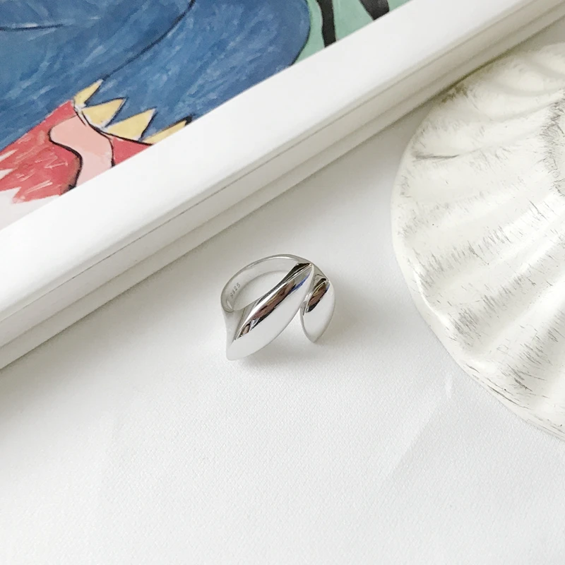 

925 Sterling Silver Rings Combined Geometric Glossy Surface Open Ring Creative Elegant Women Wedding Anniversary Fine Jewelry