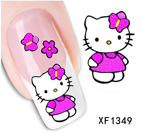 

Nail Art Sticker Cute DIY cartoon cat Styles Water Transfer Stickers Nail Art Tips Hello Kitty Decals Wraps Tools