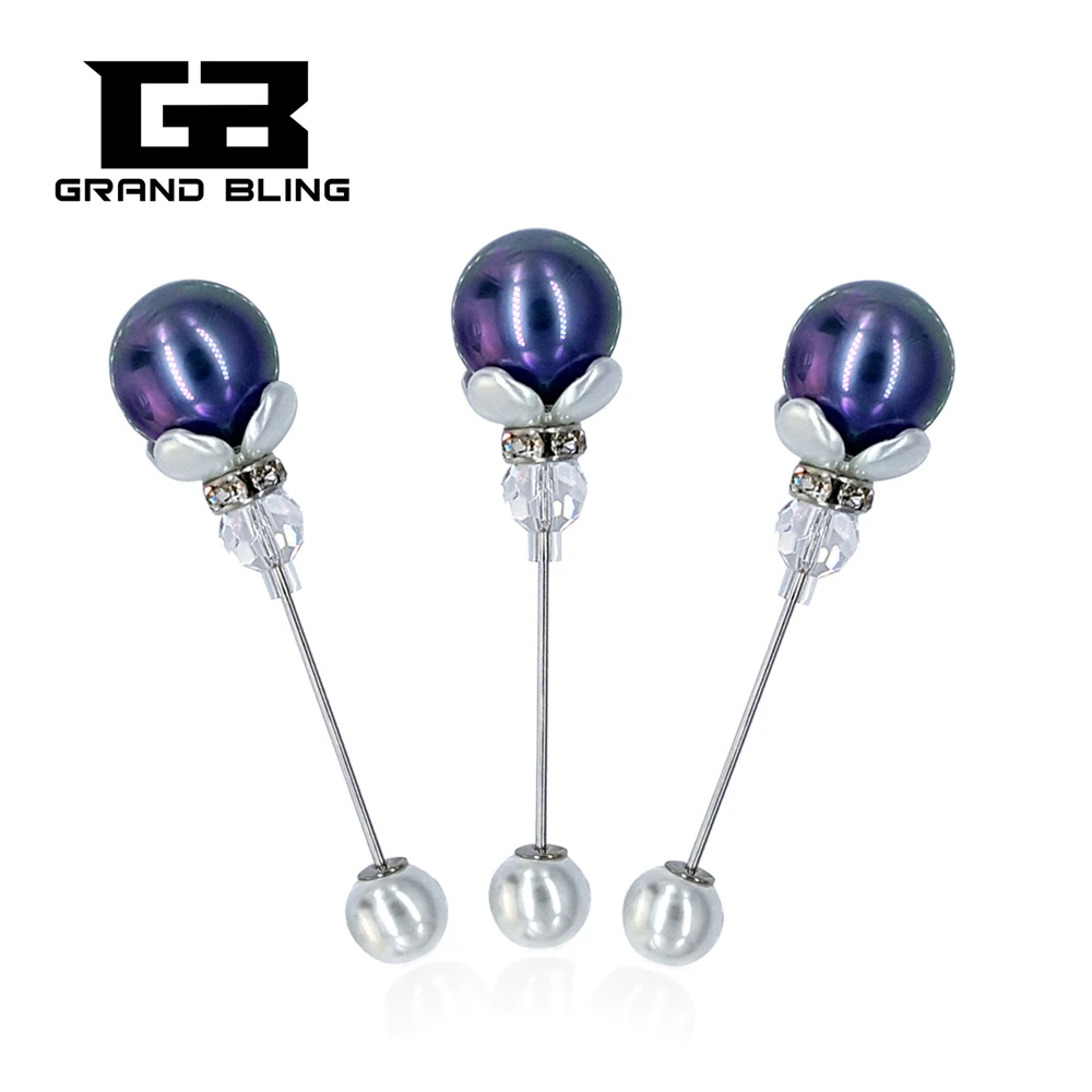 Новое поступление блестящий черный жемчуг бусина нагрудные булавки/хиджаб