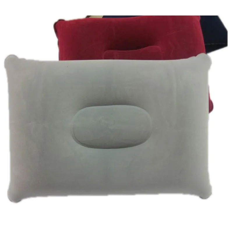 

1PC New Travel PVC Rectangle Pillow3 Colors Portable Mini Ultralight Air Inflatable Flocking Pillow Outdoor Camping Soft Pillow
