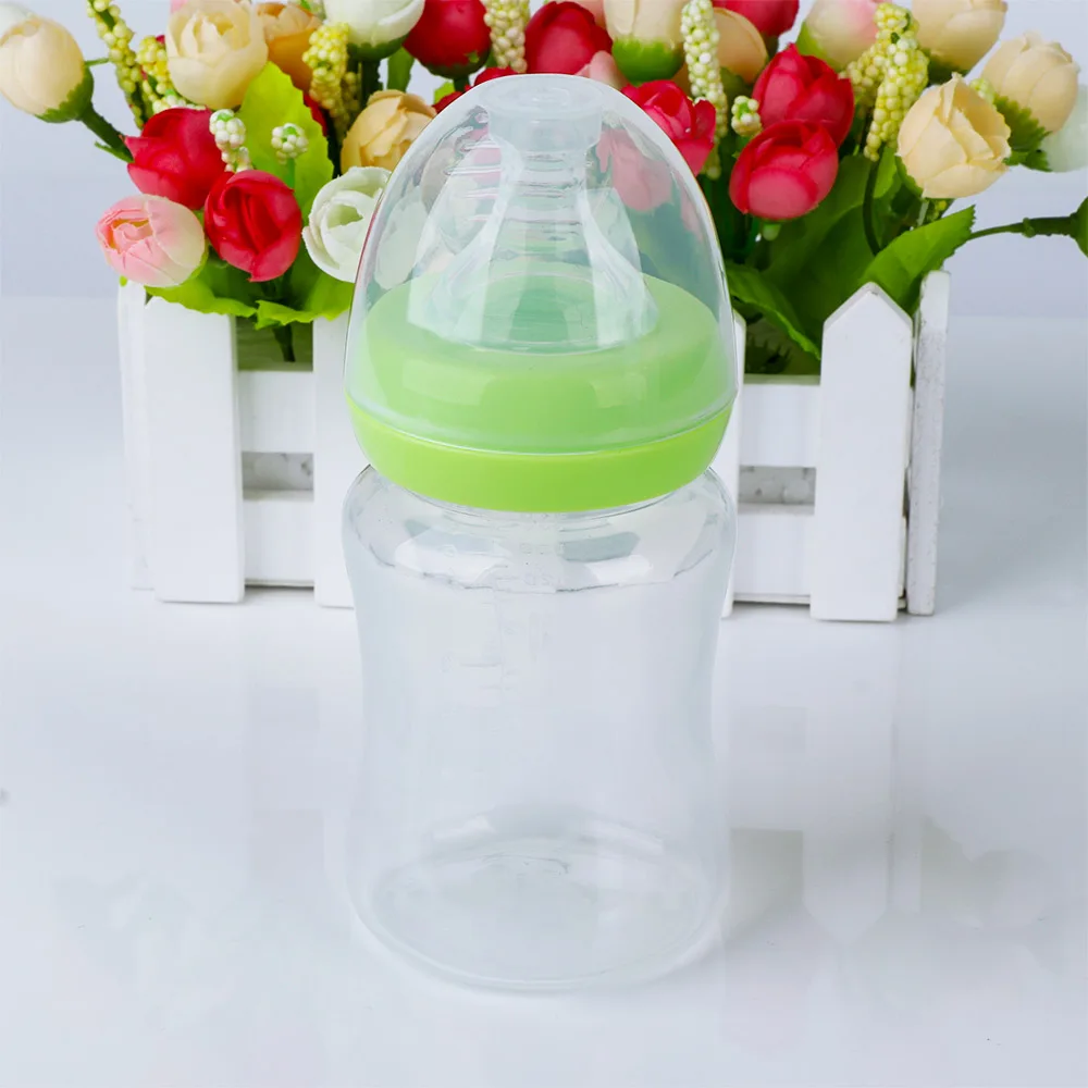 180 мл милый ребенок младенческий кормящий молочный фруктовый сок для кормления воды Стандартный рот силиконовая соска бутылка для напитков - Цвет: Зеленый