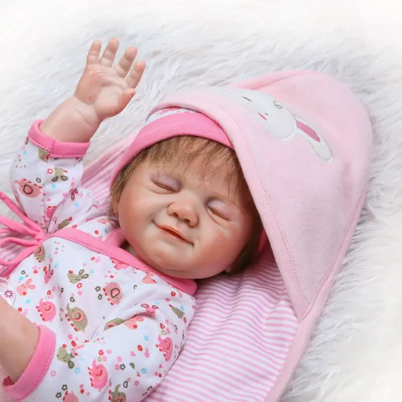 

Bebe 50CM reborn babies full silicone body real newborn girl rooted eyelash mohair bonecas brinquedos toys for children gift