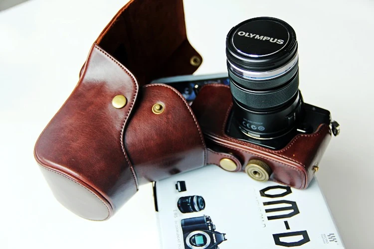 Новый чехол для камеры из искусственной кожи Olympus EM5 EM 5 с ремешком кофейный черный