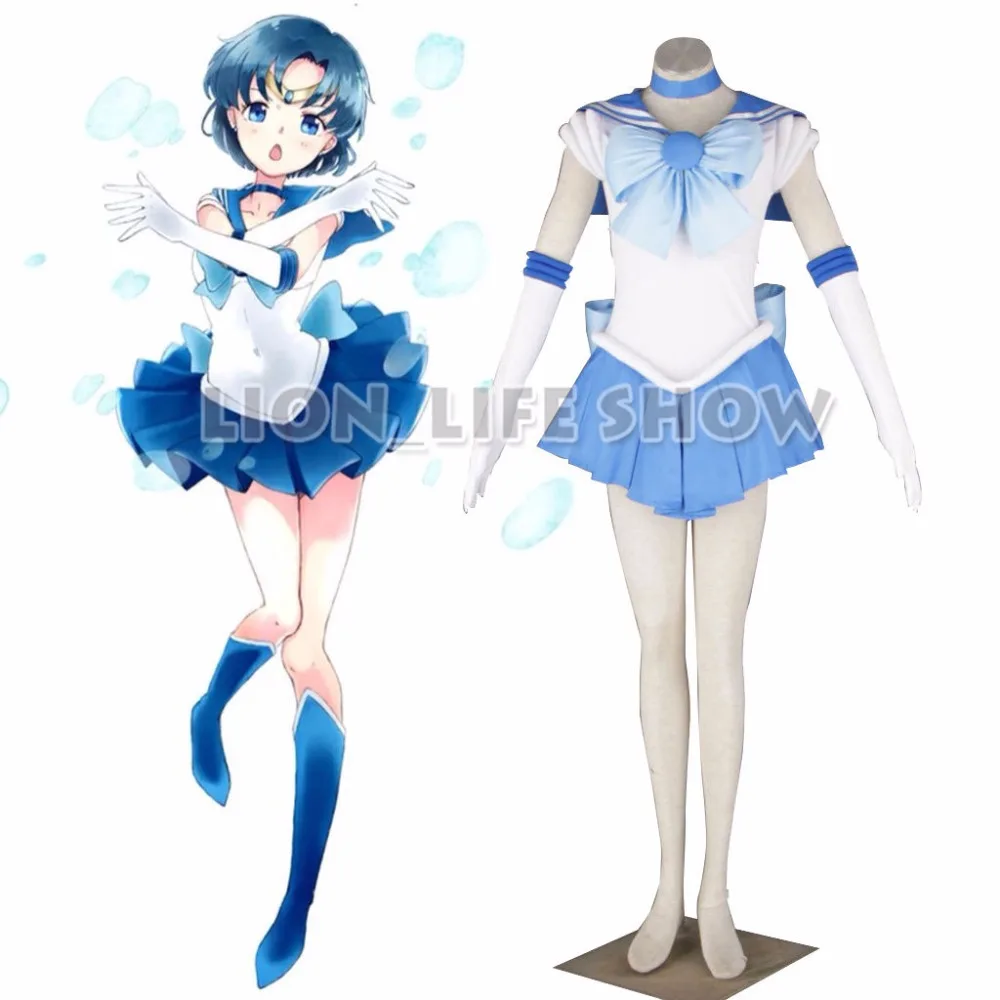 Sailor Mercury Blue Cosplay Costume Uniform Dress Sailor Moon 