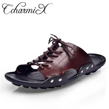 CcharmiX/летние мужские шлепанцы; коллекция года; высококачественные кожаные Нескользящие мужские шлепанцы ручной работы; роскошные мужские пляжные шлепанцы