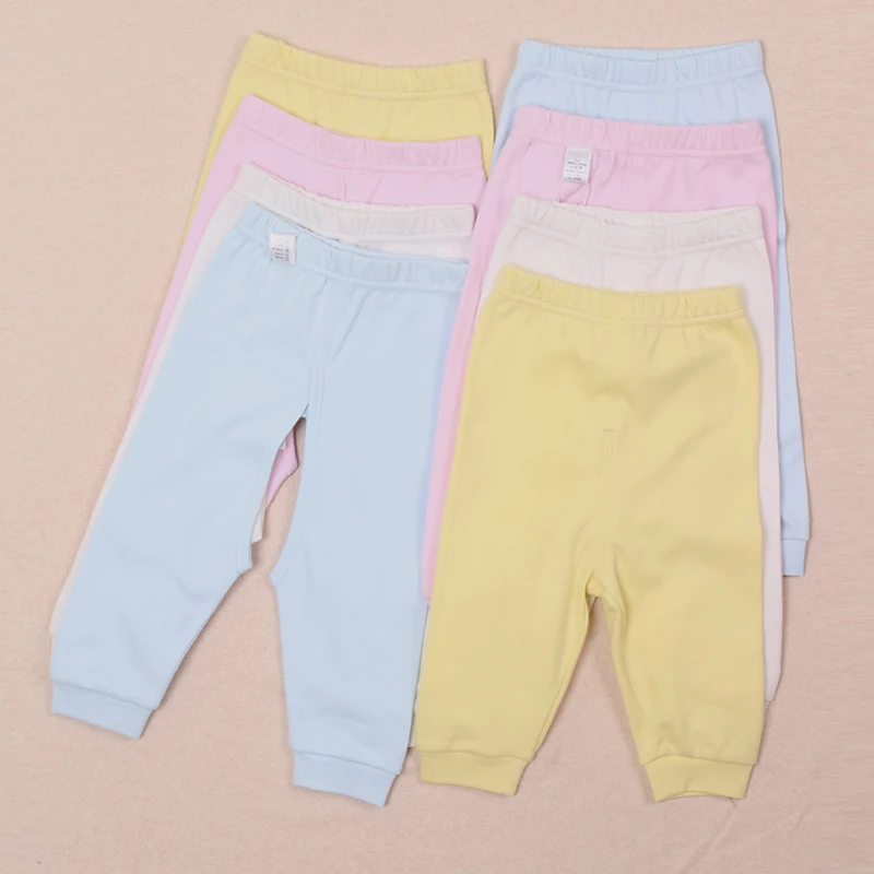4pcs Newborn open crotch pants, infant 100 cotton long pants, solid