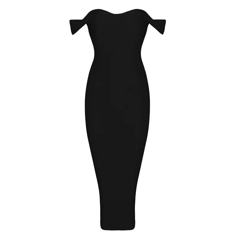 Женское осеннее модное элегантное платье с открытыми плечами из вискозы белое Бандажное платье длиной до колена HL