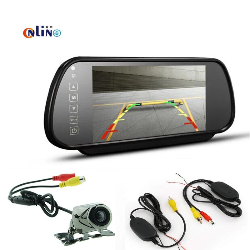 

Online /7 inch TFT Color Mirror LCD Car Screen Monitor+ Wireless with a trigger line+HD 170 degree Night vision Rear View Camera