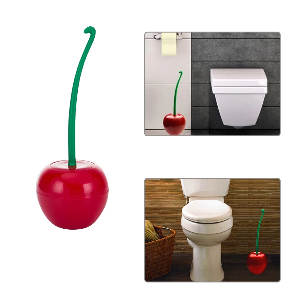 

Brush Toilet Creative Lovely Cherry Shape Lavatory Brush & Holder Set Cleaning Tool Kit Bathroom Scrubber Cleaner Accersories