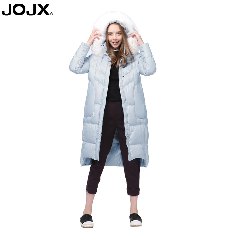 JOJX 2018 зимняя куртка Для женщин с капюшоном меховой воротник нерегулярные длинная