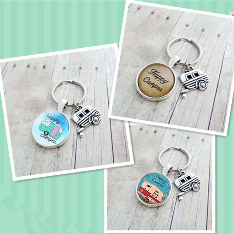 

2020 new 1Pcs Happy Camper - Handcrafted Pendant Keychain With Camper Charm