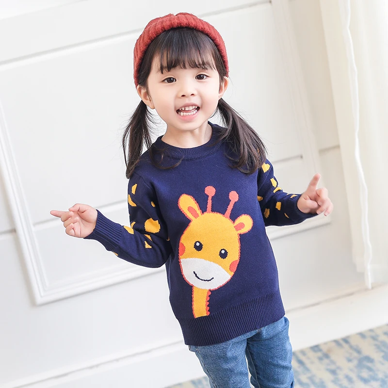 

Susi&Rita 2018 Long Sleeve Girls Sweaters Autumn Cartoon Giraffe Kids Knitted Pullovers Jumper Winter Boys Children Clothings
