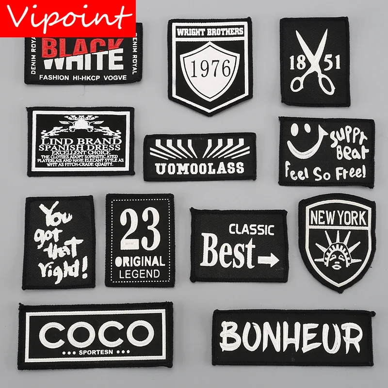 

VIPOINT embroidery printed warning patches letter alphabet patches badges applique patches for clothing YM-40