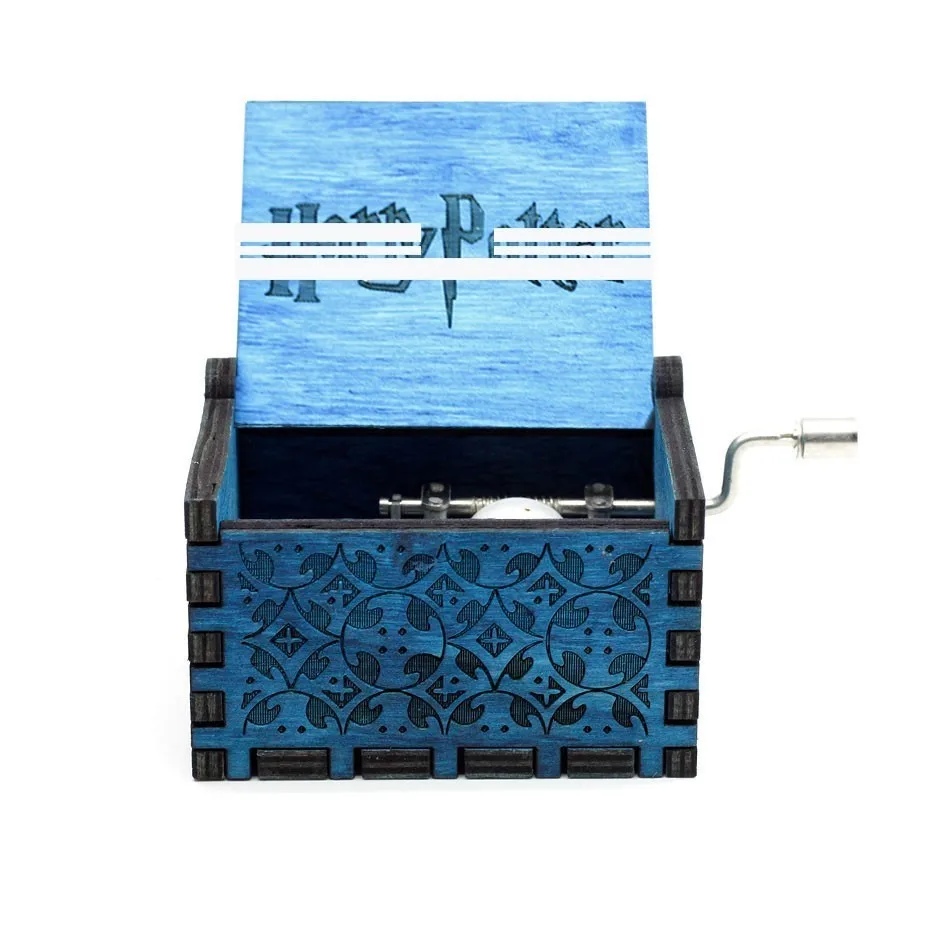 Caja de música de manivela de madera tallada antigua al por mayor regalo de Navidad Fiesta de regalo de cumpleaños