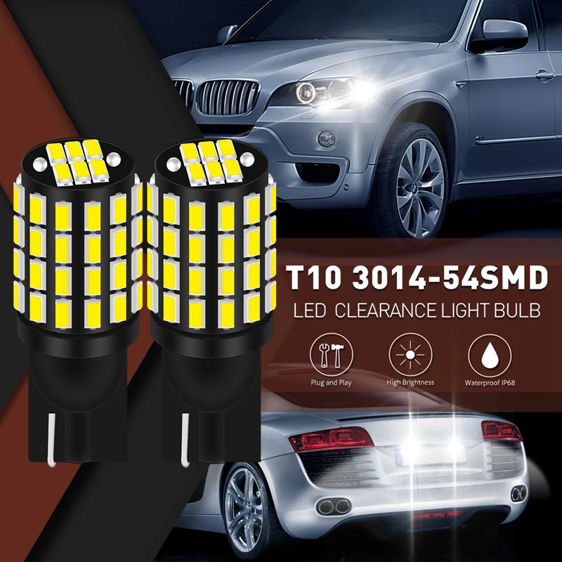 Katur 500 шт., Автомобильный светодиодный светильник T10 W5W, светодиодный светильник для автомобилей, Сменные лампы, парковочный светильник, белый, 12-24 В