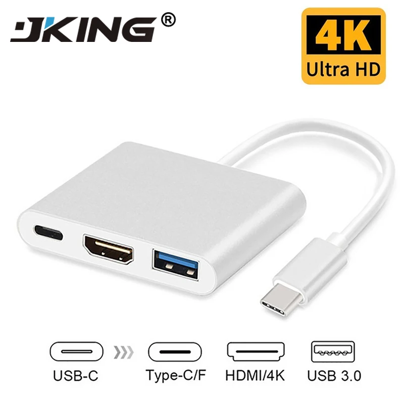 

JKING Usb c HDMI Usbc to Hdmi 3.1 Converter Adapter Typec to hdmi HDMI/USB 3.0/Type-C Aluminum For Apple Macbook adapter