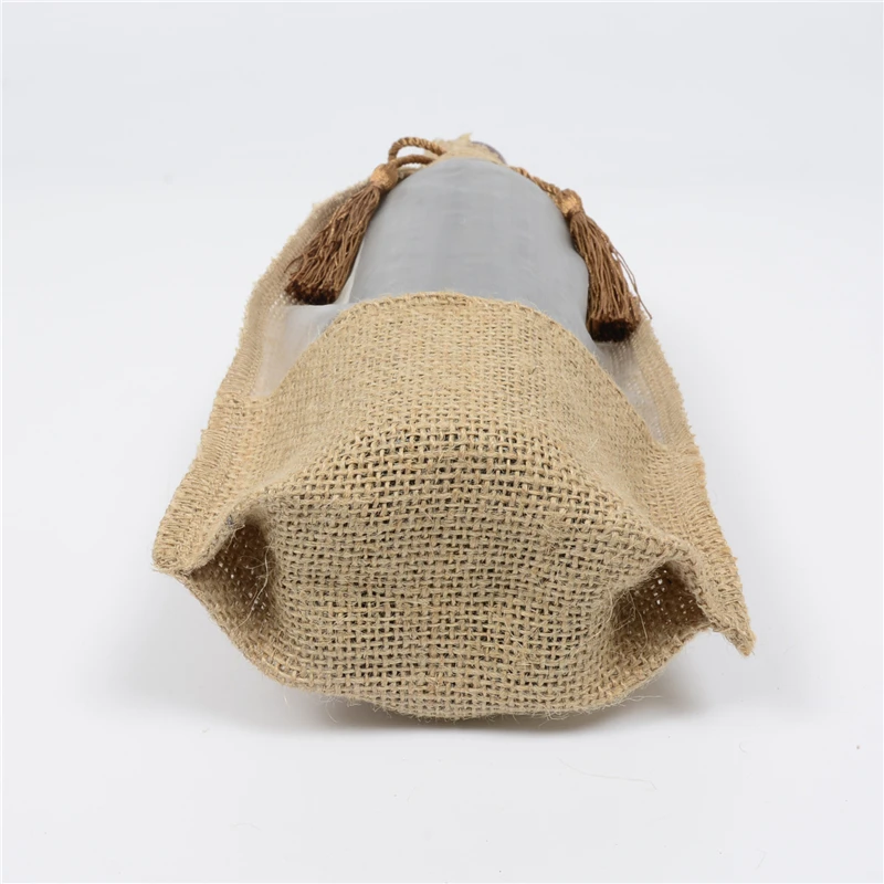 5.9x12.2 Jute Wine Bottle Bags With Organza Window Burlap Covers Linen Pouch Christmas Soybean Coffee Bean Storage Jewelry Packaging