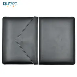 Premium Microfiber Leather Laptop Sleeve with Dual Pockets - Envelope Style - 15 - 16 inch (Matte Black)