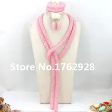 Чудесные африканские бусины нигерийские Свадебные бусы ювелирный набор роскошный Дубай Свадебный ювелирный набор розовый новинка Горячая