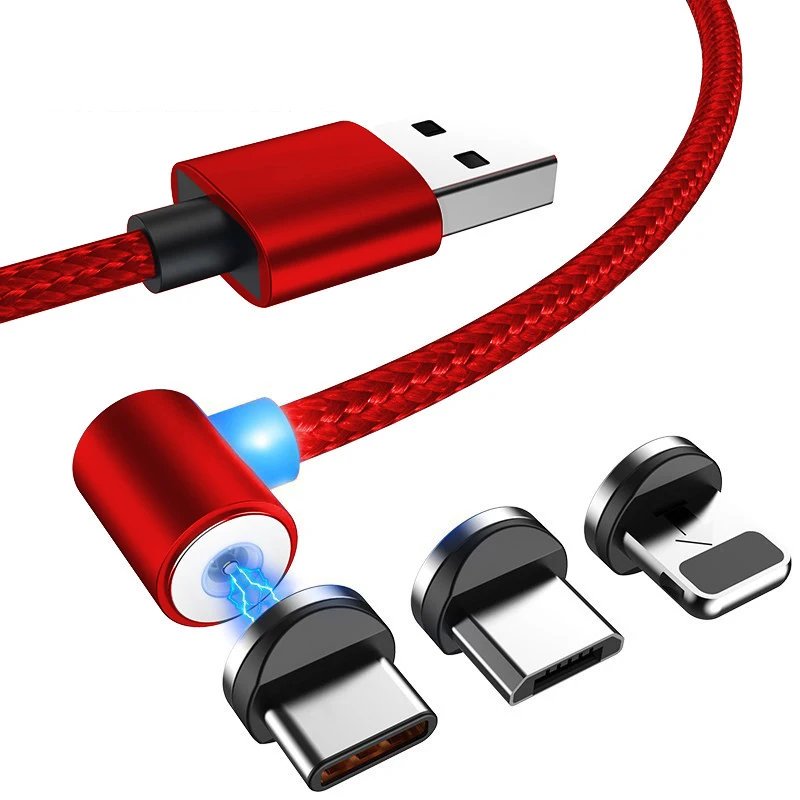 Магнитный светодиодный usb кабель для зарядки iPhone Lightning type-c Магнит Micro usb зарядное устройство нейлоновый материал для samsung Xiaomi huawei