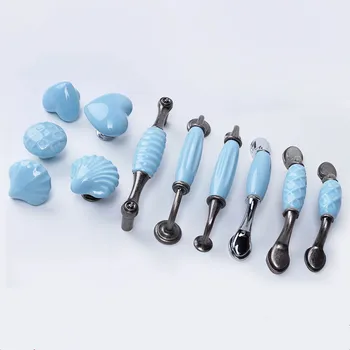 Blue Ceramic Cabinet Handles Drawer Knobs Kitchen Handles Cabinet Knobs and Handles Drawer Pulls Ceramic Knobs for Furniture lovely cartoon ceramic children room furniture samll flower dog drawer shoe cabinet dresser door handles knobs kinds knobs