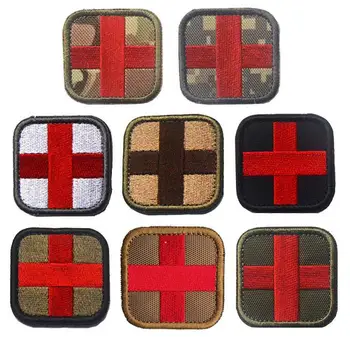 

10pcs Embroidery Tactical Medical Patch Hook And Loops Cross Badge Military Morale Armband Army Combat Badge Shoulder Brassard