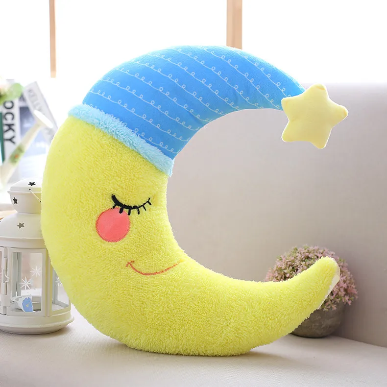 cute sky series plush baby toys stuffed soft cartoon cloud water moon star plush pillow sofa cushion for kids birthday gift - Цвет: yellow moon