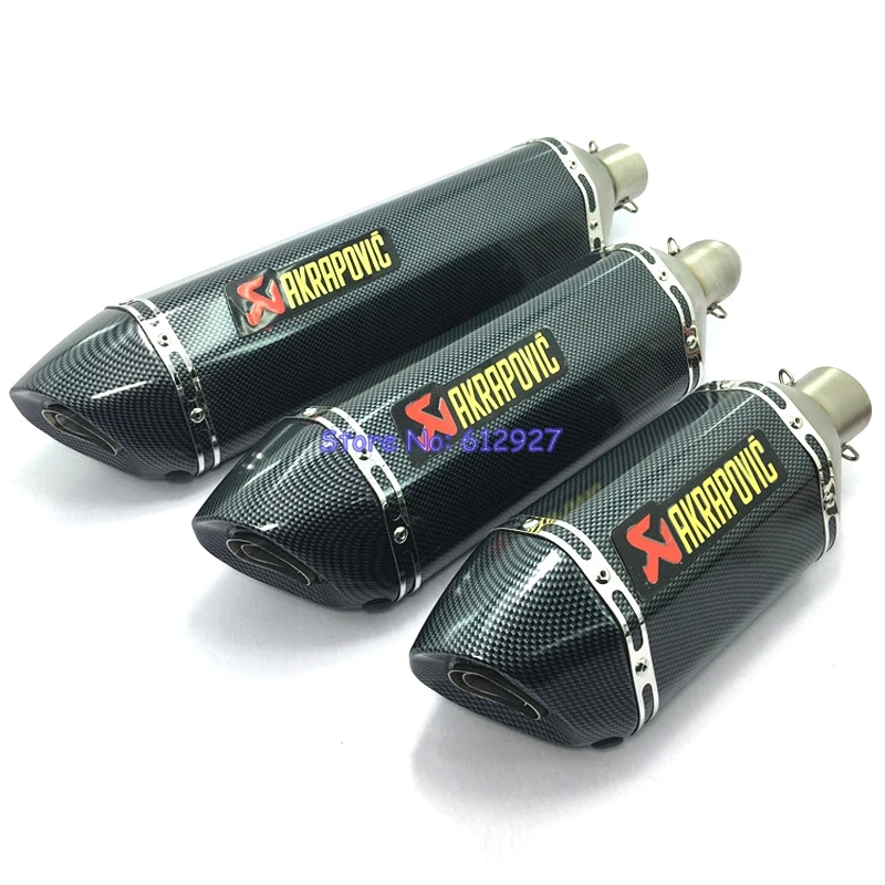 

Universal Inlet 2 inch (51mm) Motorcycle Motorbike Scooter Akrapovic Exhaust Muffler Pipe Carbon Fiber with DB Killer