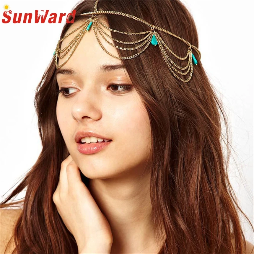 

SunWard Women Head Turquoise Chain Jewelry Headband Party Headpiece Hair Band